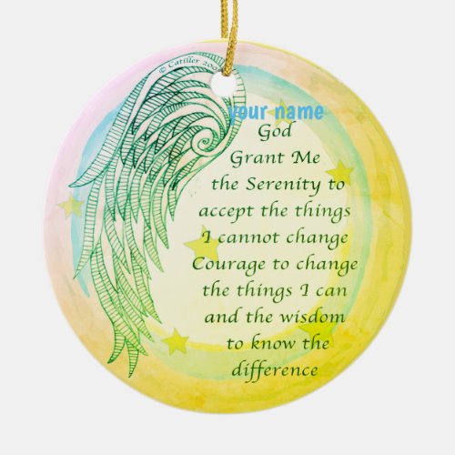 Christian Angel Serenity Prayer Ceramic Ornament