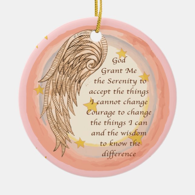 Christian Angel Serenity Prayer Ceramic Ornament (Front)