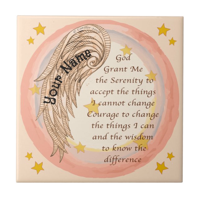 Christian Angel Serenity Prayer Ceramic Tile (Front)