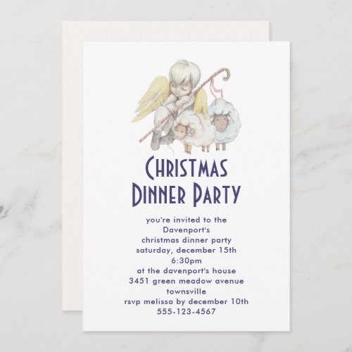 Christian Angel Shepherd with Sheep Dinner Party Invitation