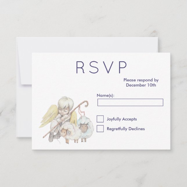 Christian Angel Shepherd with Sheep RSVP Card (Front)