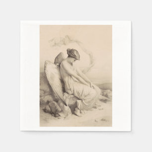 Christian angel sitting on a stone napkins