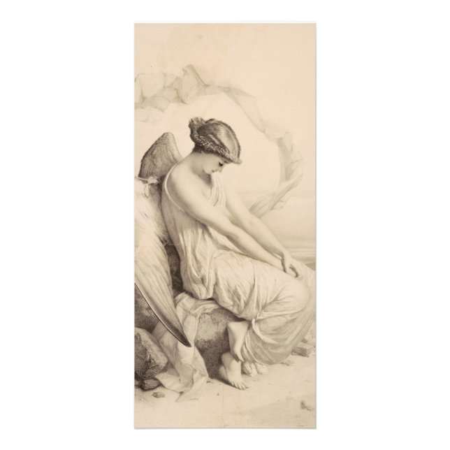 Christian angel sitting on a stone rack card (Front)