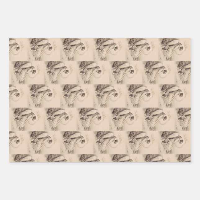 Christian angel sitting on a stone wrapping paper sheets (Front)
