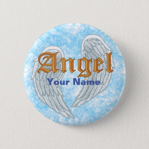 Christian Angel Wings custom name  Button