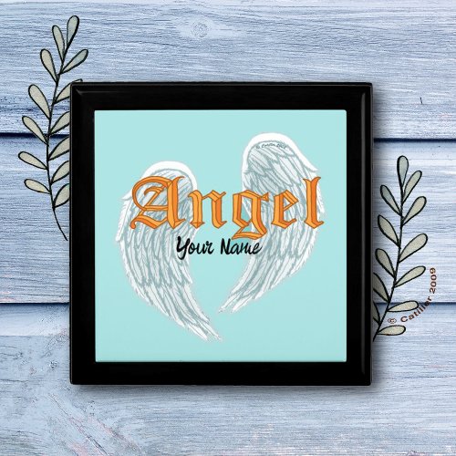 Christian Angel Wings custom name Jewelry Box