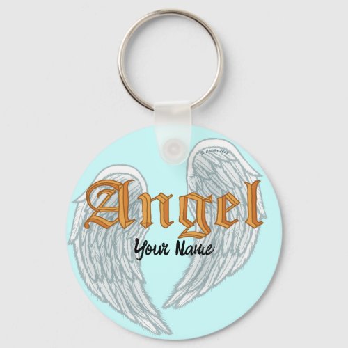 Christian Angel Wings custom name   key chain