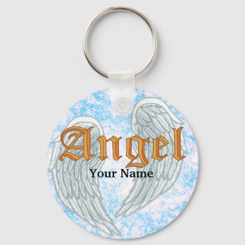 Christian Angel Wings custom name keychain