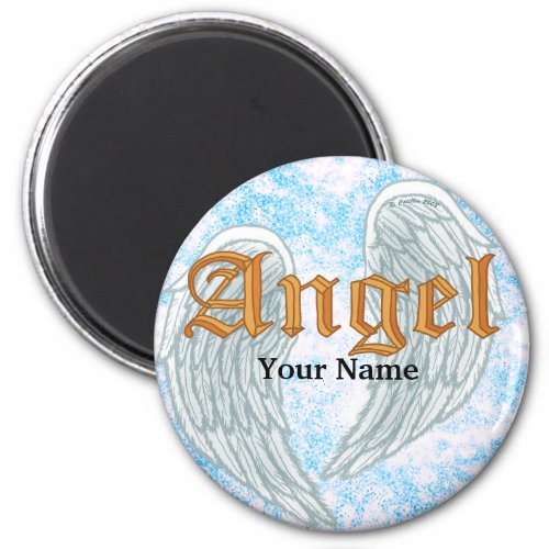 Christian Angel Wings custom name magnet 