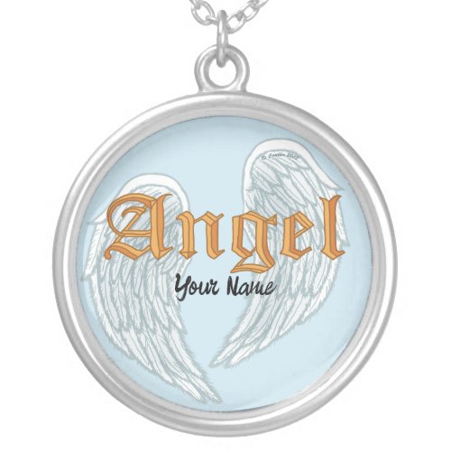Christian Angel Wings custom name  Necklace