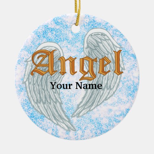 Christian Angel Wings custom name ornament