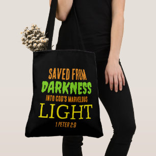 Christian Anti Halloween SAVED FROM DARKNESS  Tote Bag