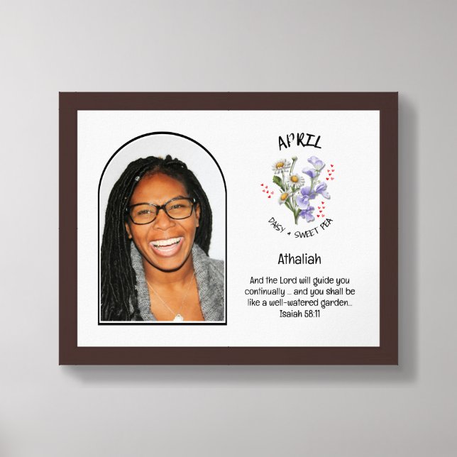Christian APRIL Birth Month Flower NAME PHOTO Framed Art (Framed Front)