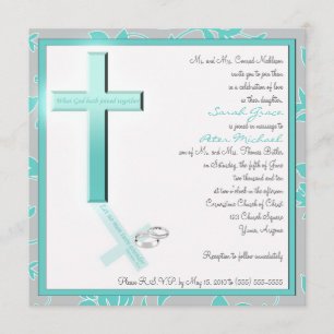 Christian Aqua and Gray Square Wedding Invitation