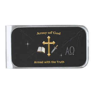 Christian Army of God Silver Finish Money Clip