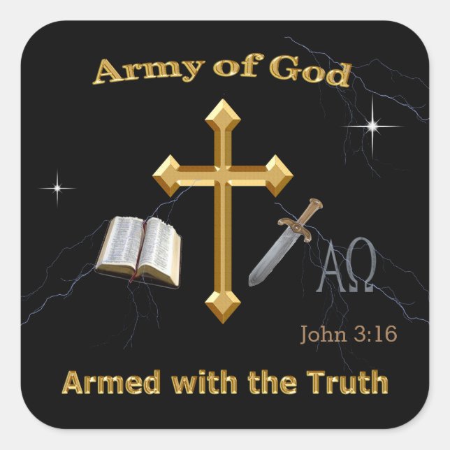 Christian Army of God Square Sticker (Front)
