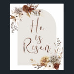 Christian Art Easter He is Risen Poster<br><div class="desc">Looking for an elegant way to celebrate the resurrection of Jesus Christ? This Easter Art He Is Risen Quote Bible Verse Poster is a beautiful addition to any home or church. Featuring a timeless design with the powerful message "He is risen" in an elegant font. Whether you're looking for Christian...</div>