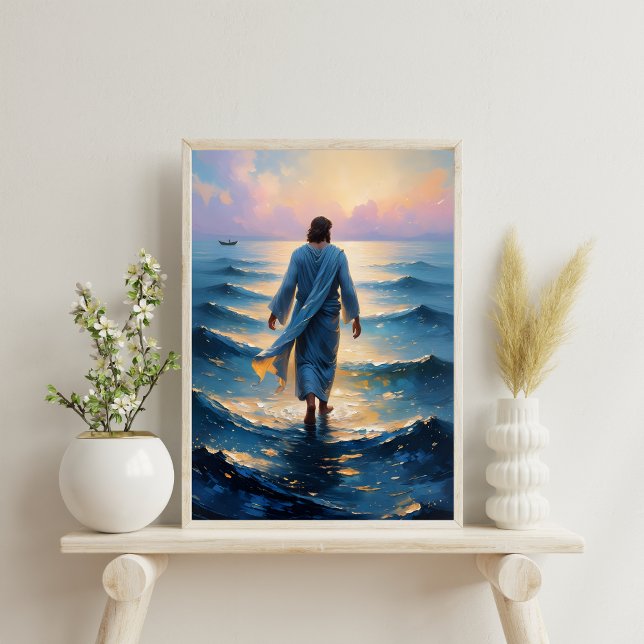 Christian Art Jesus Walking On Water Printable Poster (Christian Art Jesus Walking On Water Printable Poster)