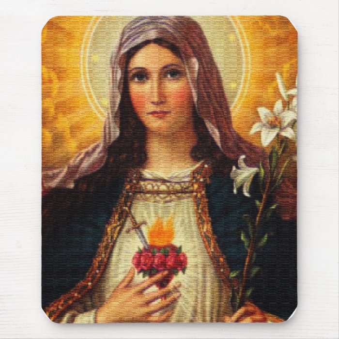 Christian Art of Sacred Heart of Jesus and Mary Mousepads