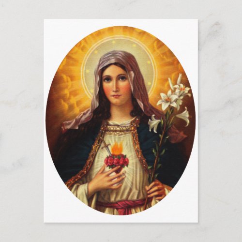 Christian Art of Sacred Heart of Jesus and Mary Postcard