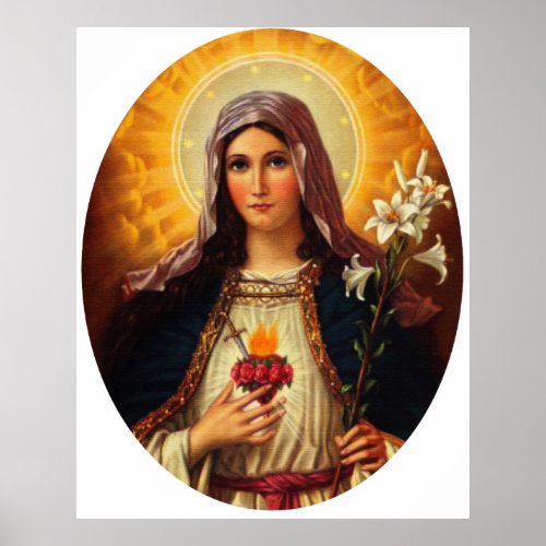 Christian Art of Sacred Heart of Jesus and Mary Poster