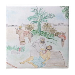 Christian Artwork The good Samaritan Ceramic Tile