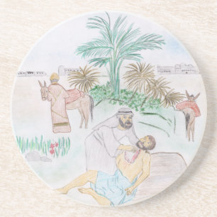 Christian Artwork The good Samaritan Coaster