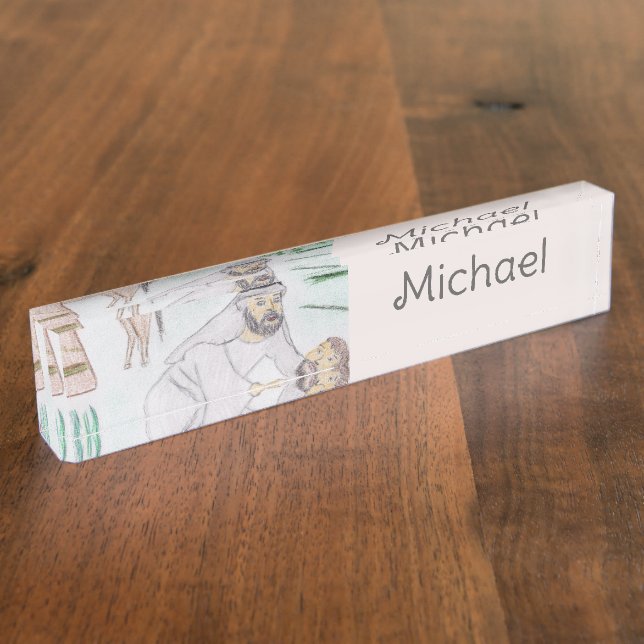 Christian Artwork The good Samaritan Desk Name Plate (Side)