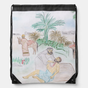 Christian Artwork The good Samaritan Drawstring Bag