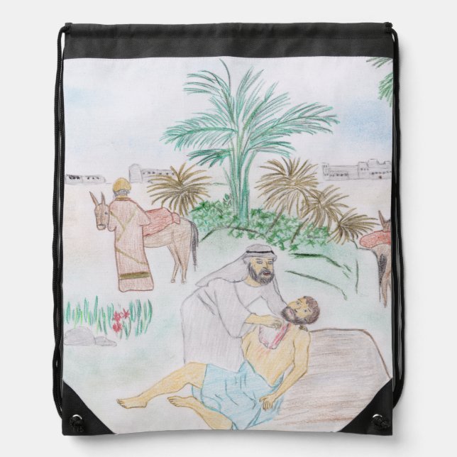 Christian Artwork The good Samaritan Drawstring Bag (Front)