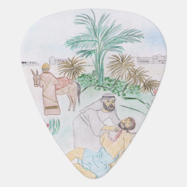 Christian Artwork The good Samaritan Guitar Pick (Front)