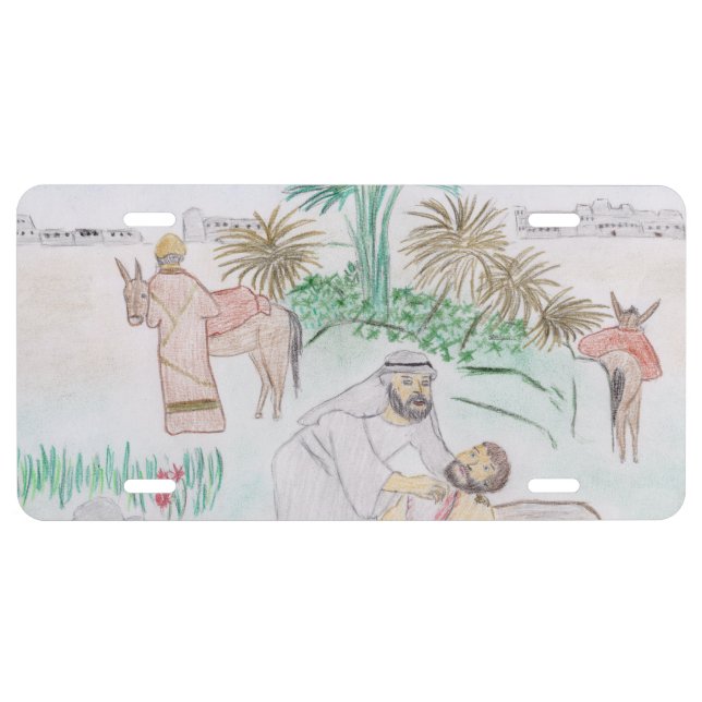 Christian Artwork The good Samaritan License Plate (Front)