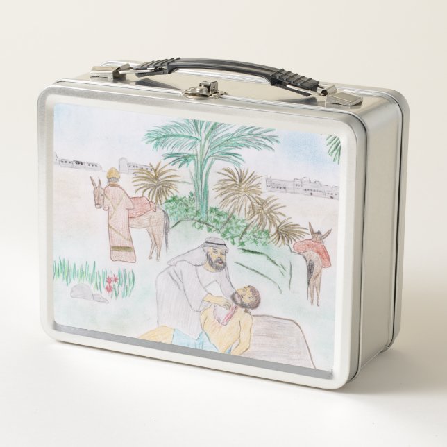 Christian Artwork The good Samaritan Metal Lunch Box (Front)