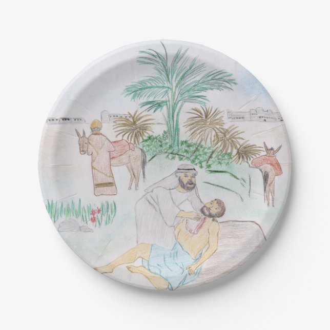 Christian Artwork The good Samaritan Paper Plates (Front)