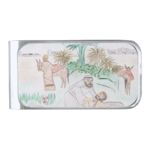 Christian Artwork The good Samaritan Silver Finish Money Clip
