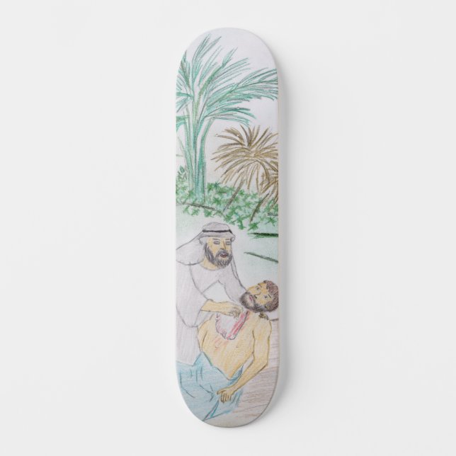 Christian Artwork The good Samaritan Skateboard (Front)