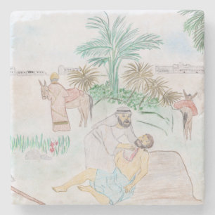 Christian Artwork The good Samaritan Stone Coaster