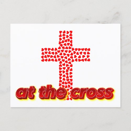 Christian At the Cross  Illustrated Cross Heart Postcard