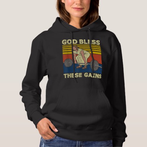 Christian Athlete Gym God Bless These Gains Jesus  Hoodie