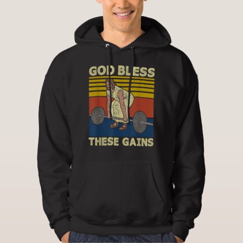 Christian Athlete Gym God Bless These Gains Jesus  Hoodie