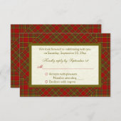 Christian Autumn Red Green Plaid RSVP Card (Front/Back)