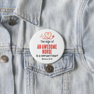 Christian AWESOME NURSE SERVANT HEART Customizable Button