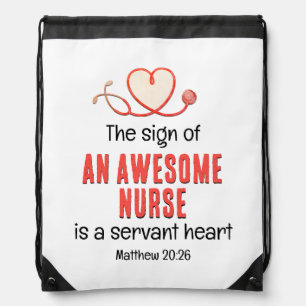 Christian AWESOME NURSE SERVANT HEART Customizable Drawstring Bag