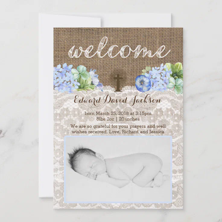 Christian Baby Boy Birth Announcement Cards Zazzle