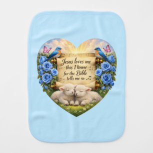 Christian Baby Boy Burp Cloth “Jesus Loves Me”