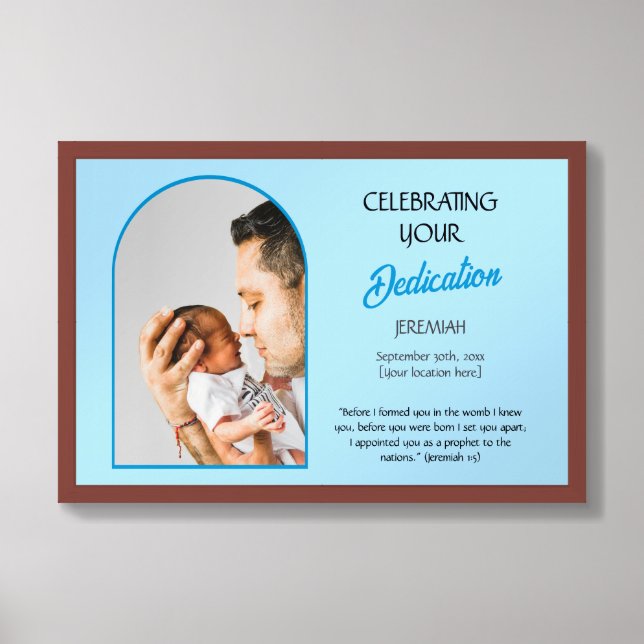 Christian BABY DEDICATION Custom Name Photo Framed Art (Framed Front)