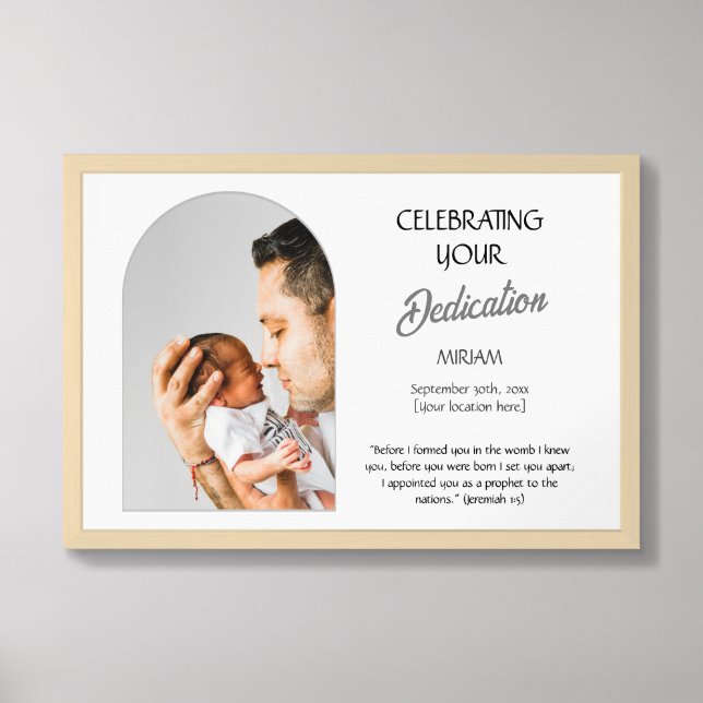 Christian BABY DEDICATION Custom Name Photo Framed Art (Framed Front)