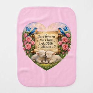 Christian Baby Girl Burp Cloth “Jesus Loves Me”