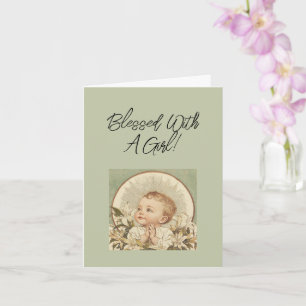 Christian Baby Girl Congratulations, Custom Text Card