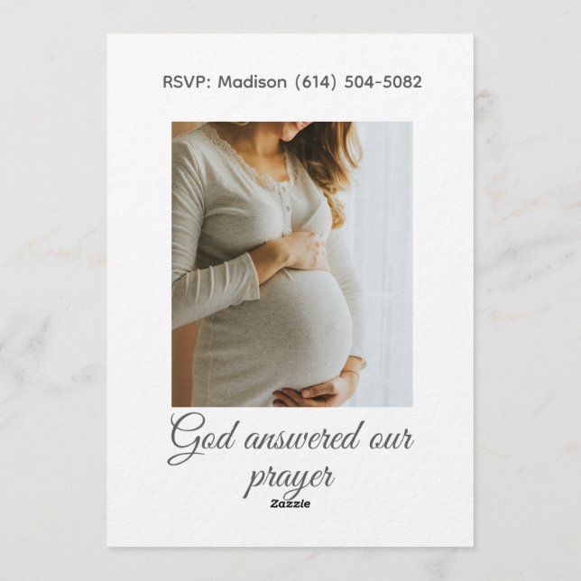 Christian Baby Girl Shower Personalized Text Photo Invitation (Back)
